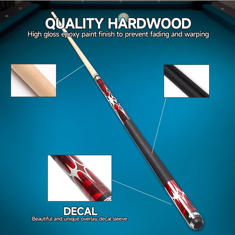 GSE Games & Sports Expert 58" 2-Piece Canadian Maple Hardwood Billiard Pool Cue Sticks for Men/Women, Great for House or Commercial/Bar Use (Red, 20 Oz) - Image 5